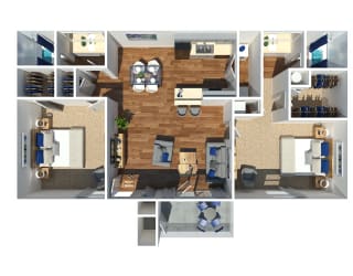 Two Bedroom Two Bathroom Floorplan