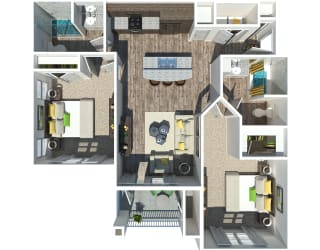 a floor plan of a house with a bedroom and a living room