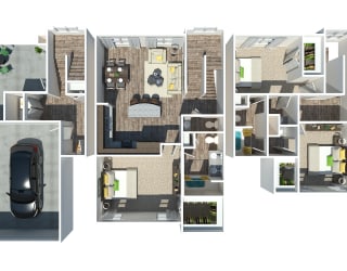 a 3d rendering of a floor plan of a house