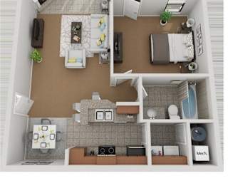 A floor plan of a two-bedroom apartment named Napoleon.