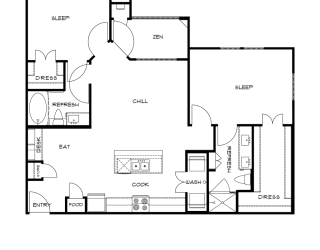 Floor Plan The Buddy 2 bedroom 2 bathroom