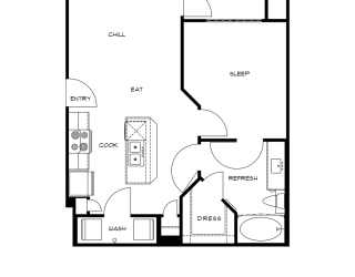 Floor Plan The Cocoa 1 bedroom 1 bathroom