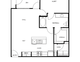 Floor Plan The Winston 1 bedroom 1 bathroom