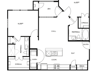 Floor Plan The Lexie 2 bedroom 2 bathroom