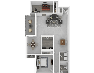 2 Bed - 2 Bath Floorplan at Halsey Flats, Louisville, Kentucky
