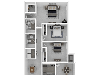 3 Bed - 2 Bath Floorplan at Halsey Flats, Louisville, KY