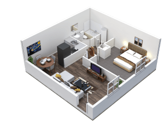 Floor Plan 1 Bedroom 1 Bath