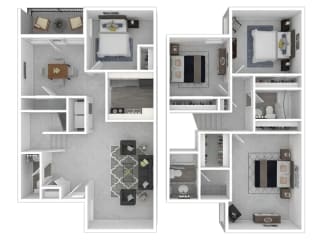 4 Bed - 2.5  Floorplan at Halsey Flats, Louisville, Kentucky