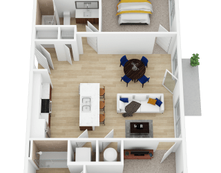 The Vale I 2 Bedroom 2 Bath 1.009 Sq.Ft. at Current812, Clarksville, 47129