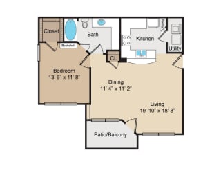 A3 Floor Plan at Seven Oaks Apts, Garland, Texas