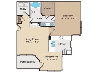 A5 Floor Plan at Seven Oaks Apts, Texas