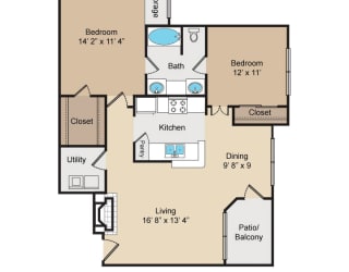 B1 Floor Plan at Seven Oaks Apts, Texas, 75044