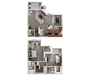 a floor plan of a house with a bedroom and a living room