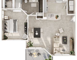 a floor plan of a house with a bedroom and a living room