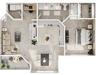 a floor plan of a house with a bedroom and a living room