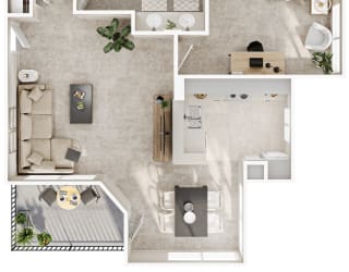 a floor plan of a home with a bedroom and a living room