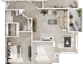a floor plan of a house with a bedroom and a living room