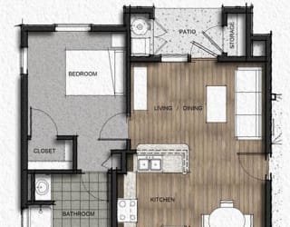 Floor Plan 1 Bedroom 1 Bath