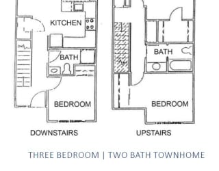 a floor plan of a house with two bedrooms and two bathrooms