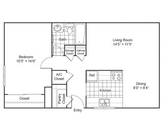 a floor plan of a house with a bedroom and a living room