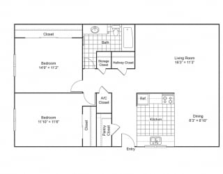 a floor plan of a living room with a bedroom and a dining room