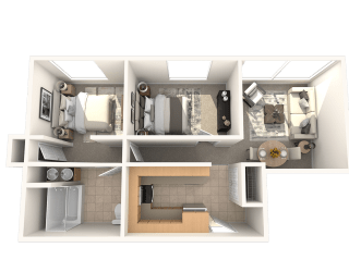 3 Bed 2 Bath 1298 SF Floor Plan at Residences at Manchester Place, Manchester, New Hampshire