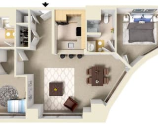 2 Bed 2 Bath 1162 SF Floor Plan at Residences at Manchester Place, New Hampshire 03101