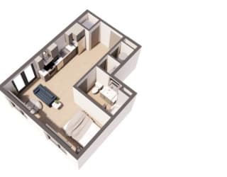 Picasso Rouge A Studio Floor Plan at Paperbox Lofts, Salt Lake City, Utah