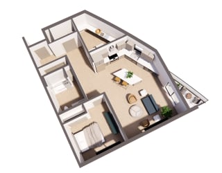 Monet Bleu Variant Floor Plan at Paperbox Lofts, Salt Lake City, 84101