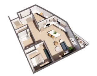 Monet Bleu Floor Plan at Paperbox Lofts, Salt Lake City, UT, 84101