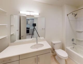 Picasso Bleu Bathroom at Paperbox Lofts, Salt Lake City, Utah