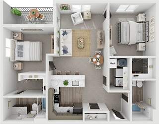 2 bed 2 bath floorplan D at Red Rock Apartments, Rapid City, SD, 57702
