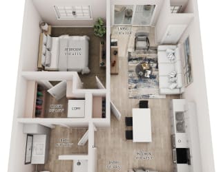 Floor Plan 1 Bedroom 1 Bath