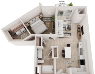 Floor Plan 1 Bedroom 1 Bath
