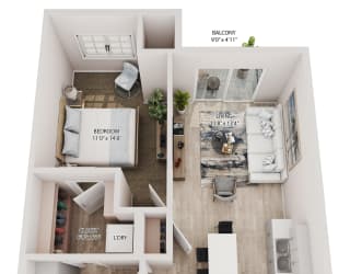 Floor Plan 1 Bedroom 1 Bath