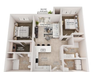 Floor Plan 2 Bedrooms 2 Bath