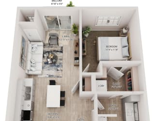 Floor Plan 1 Bedroom 1 Bath