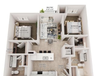 Floor Plan 2 Bedrooms 2 Bath