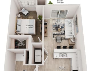 Floor Plan 1 Bedroom 1 Bath