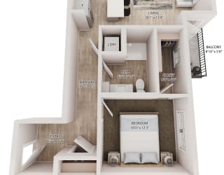 Floor Plan 1 Bedroom 1 Bath