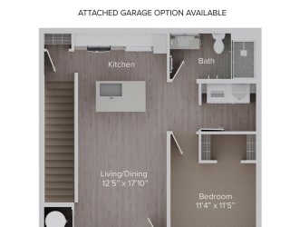 1 Bedroom, 1 Bathroom w/ Attached Garage Option Available