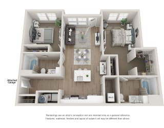 2 Bedroom, 2 Bathroom ADA with Garage at The Locklyn Apartments