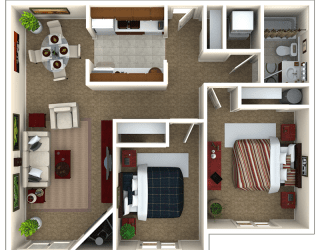 the bedroom floor plan of a 3 bedroom apartment