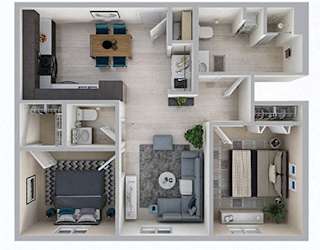 2 bed 2 bath Floor Plan at Union at 16th, Indiana