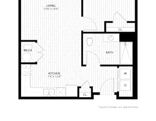 A black and white image of a floor plan for a house.