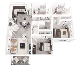 2 Bed 2 Bath with 888 Sq. Ft.  at The Union at The Loop in Lawrence, Kansas