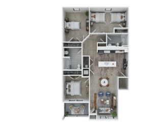 3 Bedroom 2 Bath 1st Floor with 1269 Sq. Ft. at Union at Oak Grove, Michigan, 48855
