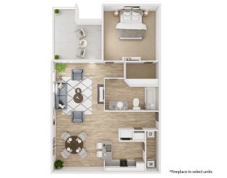 Viridian Apartment 3D Floor Plans - Amethyst