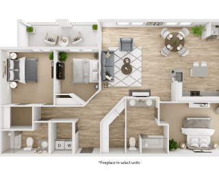 Viridian Apartment 3D Floor Plans - Diamond 1