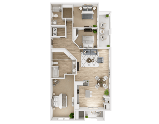 Viridian Apartment 3D Floor Plans - Diamond 2